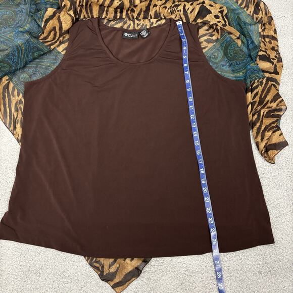 Maggie Barnes Womens Top Flowy Overlay Blouse Chiffon Plus 2X mob wife office - Picture 8 of 10